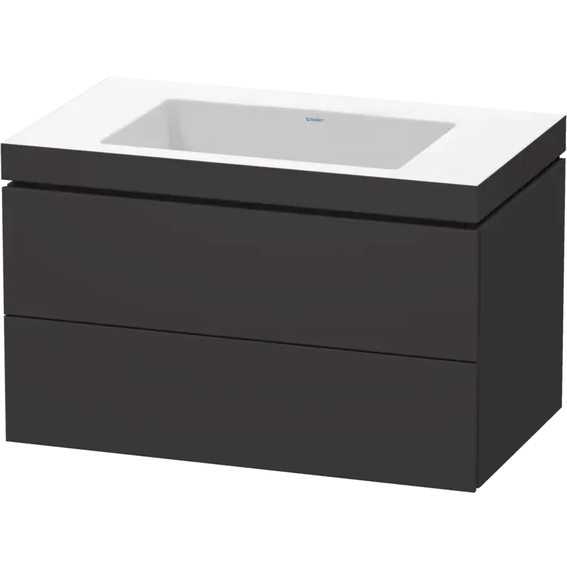 Duravit L-Cube 31" x 20" x 19" Graphite Two Drawer C-Bonded Wall-Mount Vanity Kit (LC6927N8080)
