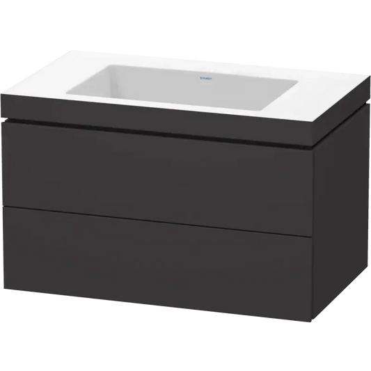 Duravit L-Cube 31" x 20" x 19" Graphite Two Drawer C-Bonded Wall-Mount Vanity Kit (LC6927N8080)