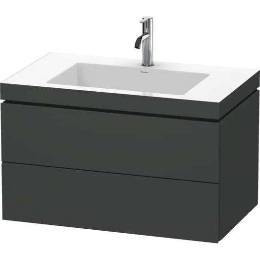 Duravit L-Cube 31" x 20" x 19" Graphite Two Drawer C-Bonded Wall-Mount Vanity Kit (LC6927O4949)