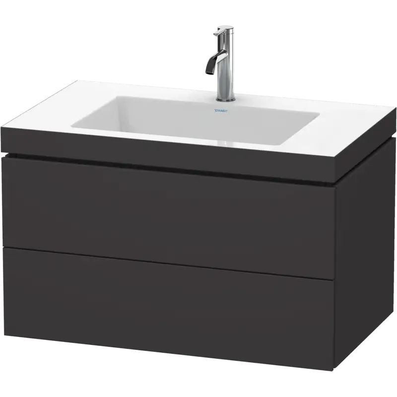 Duravit L-Cube 31" x 20" x 19" Graphite Two Drawer C-Bonded Wall-Mount Vanity Kit (LC6927O8080)