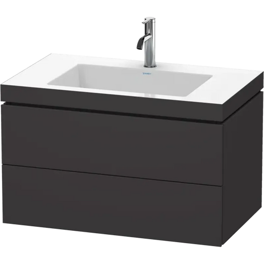 Duravit L-Cube 31" x 20" x 19" Graphite Two Drawer C-Bonded Wall-Mount Vanity Kit (LC6927O8080)