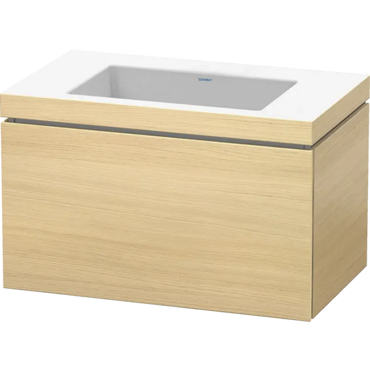 Duravit L-Cube 31" x 20" x 19" Mediterranean Oak One Drawer C-Bonded Wall-Mount Vanity Kit (LC6917N7171)