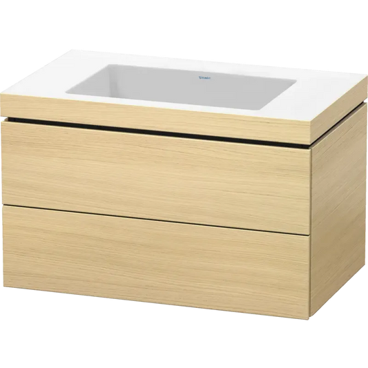Duravit L-Cube 31" x 20" x 19" Mediterranean Oak Two Drawer C-Bonded Wall-Mount Vanity Kit (LC6927N7171)