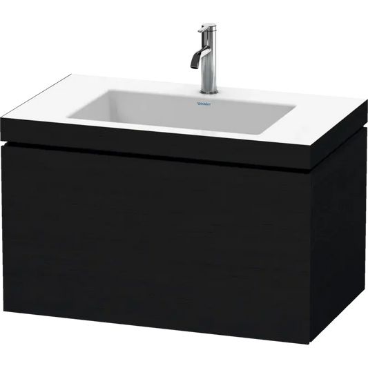 Duravit L-Cube 31" x 20" x 19" Oak Black One Drawer C-Bonded Wall-Mount Vanity Kit (LC6917O1616)