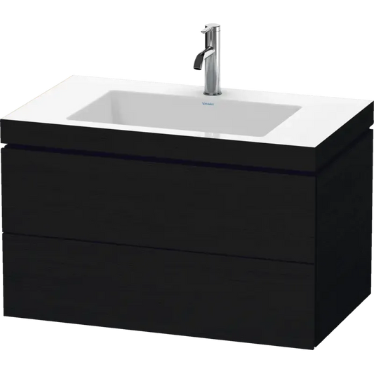Duravit L-Cube 31" x 20" x 19" Oak Black Two Drawer C-Bonded Wall-Mount Vanity Kit (LC6927O1616)