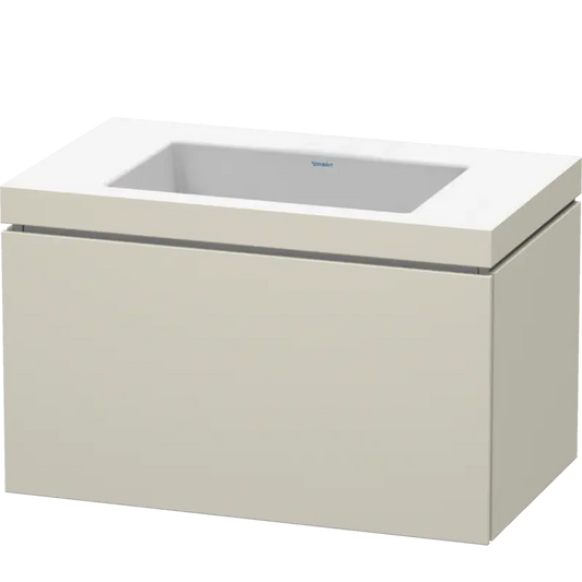 Duravit L-Cube 31" x 20" x 19" Taupe One Drawer C-Bonded Wall-Mount Vanity Kit (LC6917N9191)