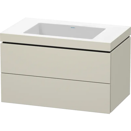 Duravit L-Cube 31" x 20" x 19" Taupe Two Drawer C-Bonded Wall-Mount Vanity Kit (LC6927N9191)