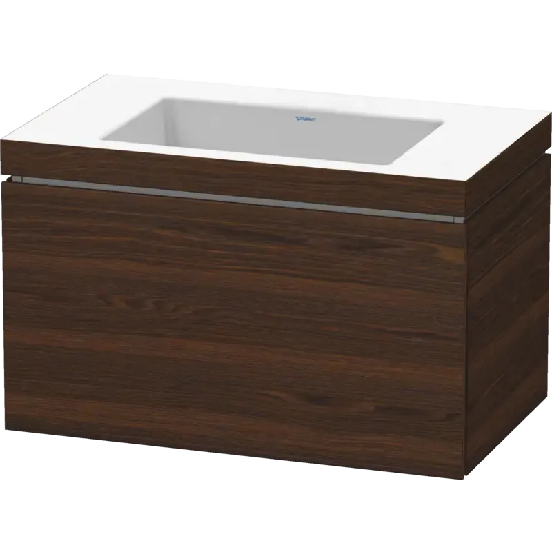 Duravit L-Cube 31" x 20" x 19" Walnut Brushed One Drawer C-Bonded Wall-Mount Vanity Kit (LC6917N6969)