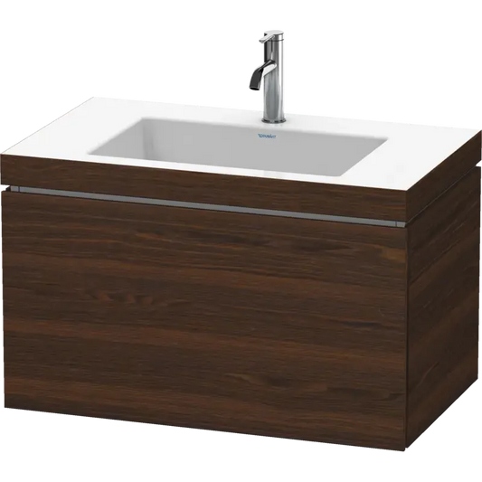 Duravit L-Cube 31" x 20" x 19" Walnut Brushed One Drawer C-Bonded Wall-Mount Vanity Kit (LC6917O6969)