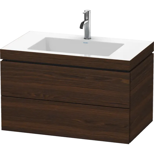 Duravit L-Cube 31" x 20" x 19" Walnut Brushed Two Drawer C-Bonded Wall-Mount Vanity Kit (LC6927O6969)