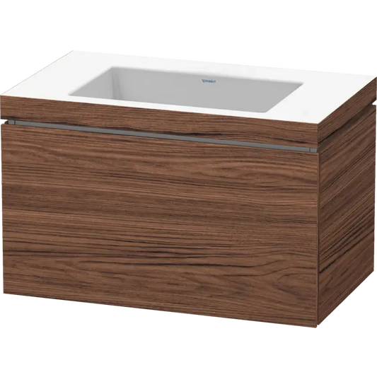 Duravit L-Cube 31" x 20" x 19" Walnut Dark One Drawer C-Bonded Wall-Mount Vanity Kit (LC6917N2121)