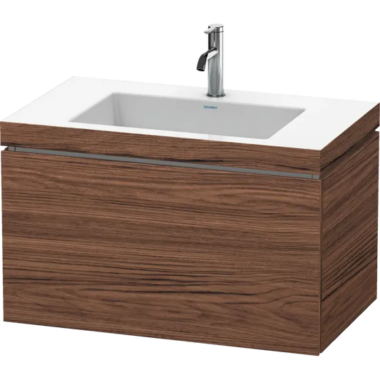 Duravit L-Cube 31" x 20" x 19" Walnut Dark One Drawer C-Bonded Wall-Mount Vanity Kit (LC6917O2121)