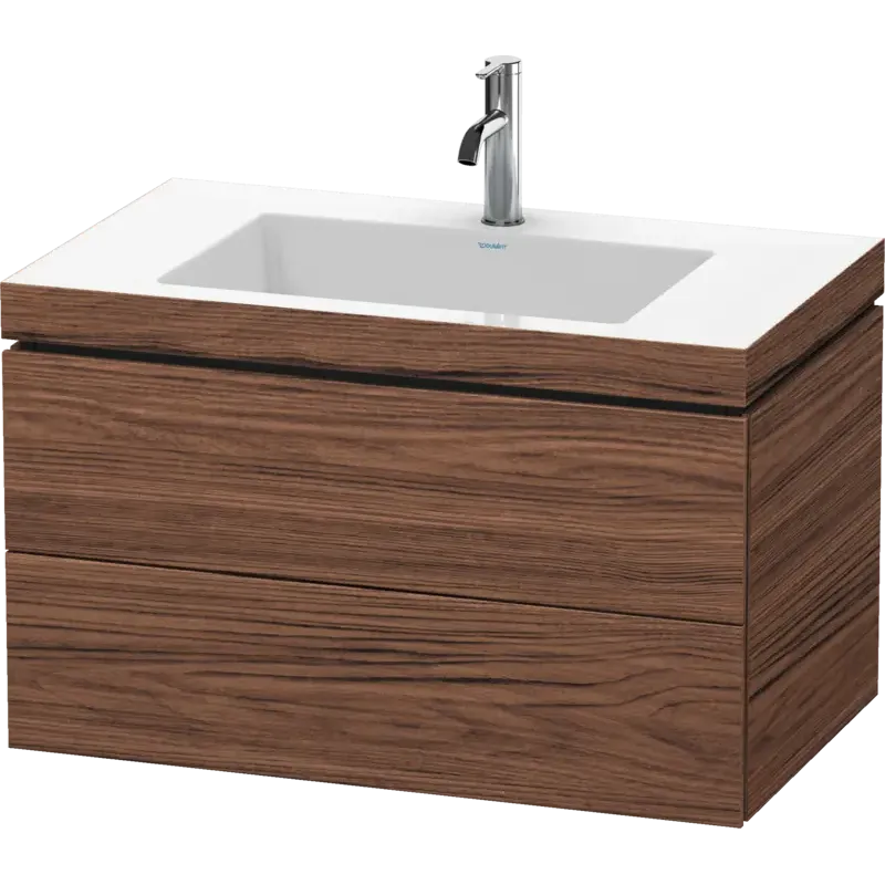 Duravit L-Cube 31" x 20" x 19" Walnut Dark Two Drawer C-Bonded Wall-Mount Vanity Kit (LC6927O2121)