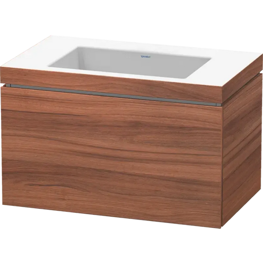 Duravit L-Cube 31" x 20" x 19" Walnut One Drawer C-Bonded Wall-Mount Vanity Kit (LC6917N7979)