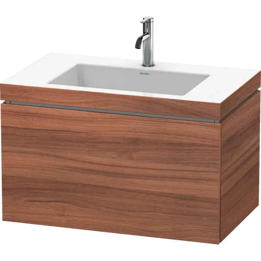 Duravit L-Cube 31" x 20" x 19" Walnut One Drawer C-Bonded Wall-Mount Vanity Kit (LC6917O7979)