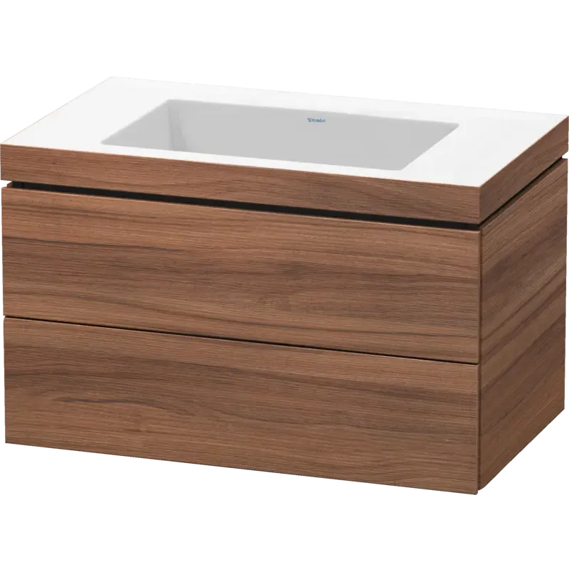 Duravit L-Cube 31" x 20" x 19" Walnut Two Drawer C-Bonded Wall-Mount Vanity Kit (LC6927N7979)