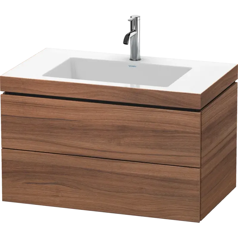 Duravit L-Cube 31" x 20" x 19" Walnut Two Drawer C-Bonded Wall-Mount Vanity Kit (LC6927O7979)