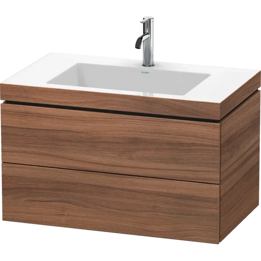 Duravit L-Cube 31" x 20" x 19" Walnut Two Drawer C-Bonded Wall-Mount Vanity Kit (LC6927O7979)