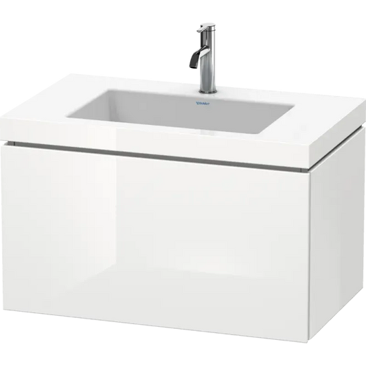 Duravit L-Cube 31" x 20" x 19" White One Drawer C-Bonded Wall-Mount Vanity Kit (LC6917O2222)