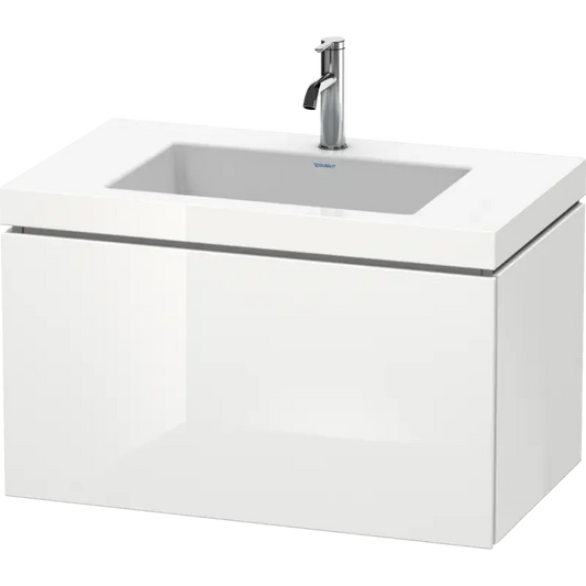Duravit L-Cube 31" x 20" x 19" White One Drawer C-Bonded Wall-Mount Vanity Kit (LC6917O8585)