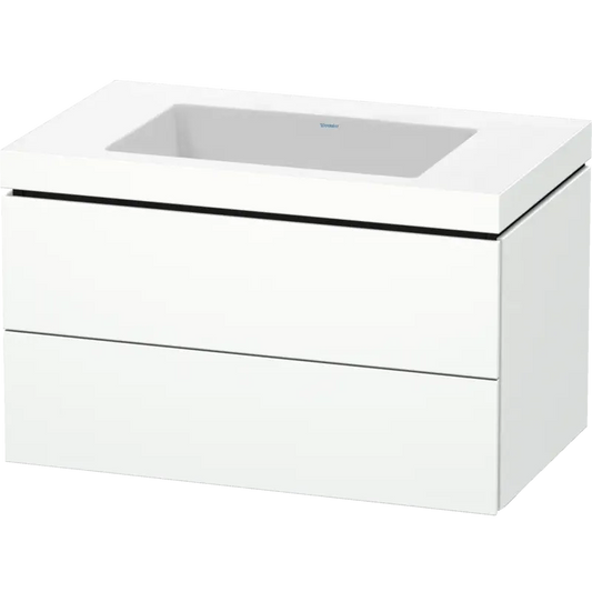 Duravit L-Cube 31" x 20" x 19" White Two Drawer C-Bonded Wall-Mount Vanity Kit (LC6927N1818)