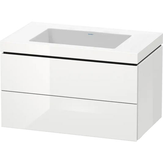 Duravit L-Cube 31" x 20" x 19" White Two Drawer C-Bonded Wall-Mount Vanity Kit (LC6927N2222)