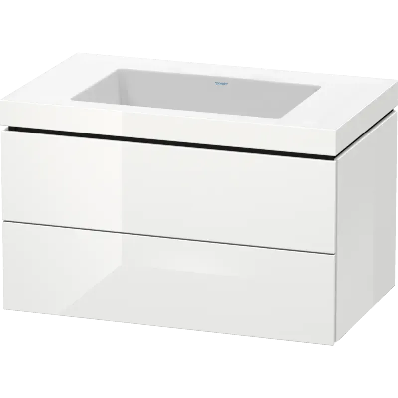 Duravit L-Cube 31" x 20" x 19" White Two Drawer C-Bonded Wall-Mount Vanity Kit (LC6927N8585)