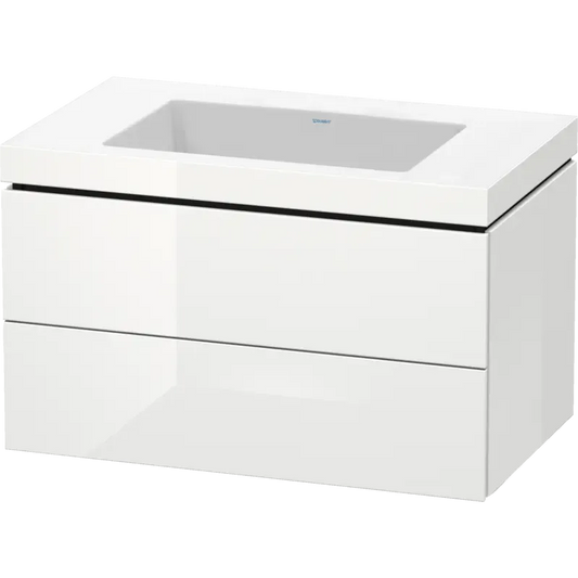 Duravit L-Cube 31" x 20" x 19" White Two Drawer C-Bonded Wall-Mount Vanity Kit (LC6927N8585)