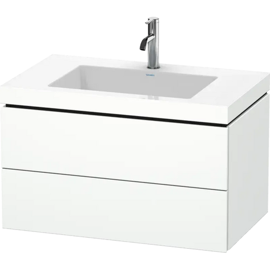 Duravit L-Cube 31" x 20" x 19" White Two Drawer C-Bonded Wall-Mount Vanity Kit (LC6927O1818)
