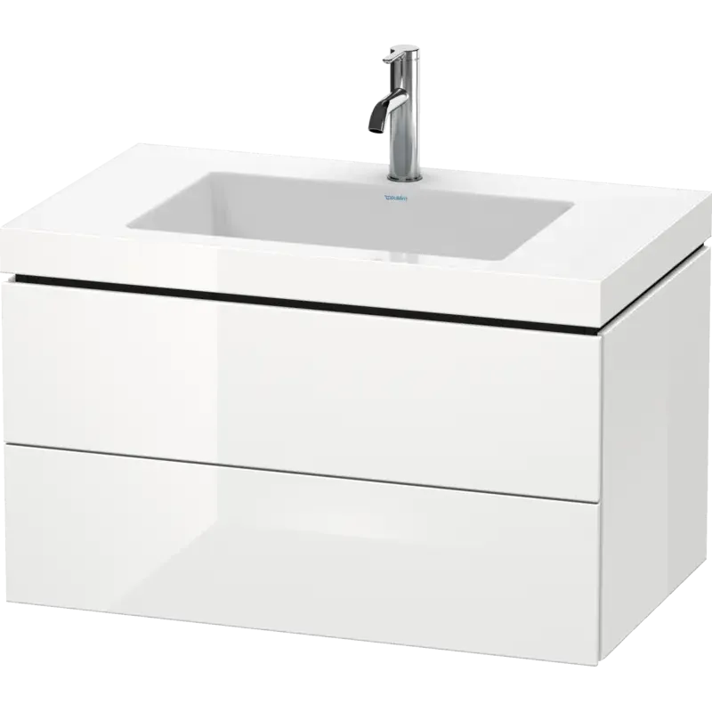 Duravit L-Cube 31" x 20" x 19" White Two Drawer C-Bonded Wall-Mount Vanity Kit (LC6927O2222)