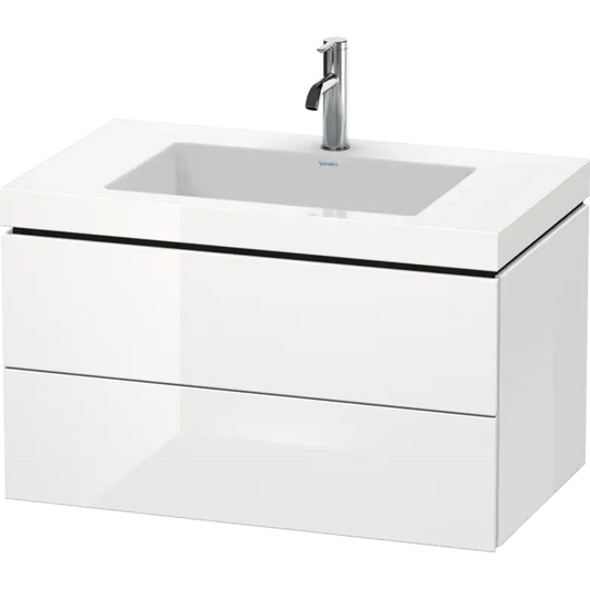 Duravit L-Cube 31" x 20" x 19" White Two Drawer C-Bonded Wall-Mount Vanity Kit (LC6927O2222)