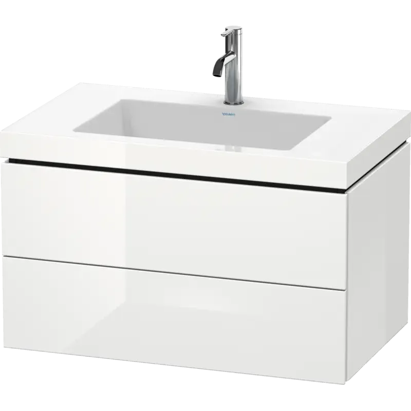 Duravit L-Cube 31" x 20" x 19" White Two Drawer C-Bonded Wall-Mount Vanity Kit (LC6927O8585)