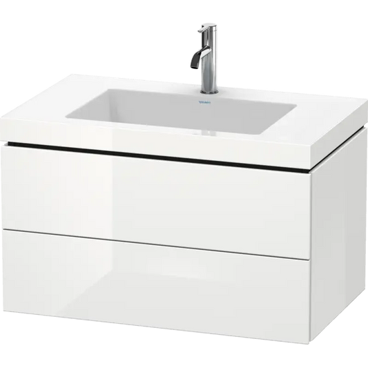 Duravit L-Cube 31" x 20" x 19" White Two Drawer C-Bonded Wall-Mount Vanity Kit (LC6927O8585)