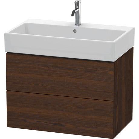 Duravit L-Cube 31" x 21" x 18" Walnut Brushed Two Drawer Wall-Mount Vanity Unit (LC627706969)