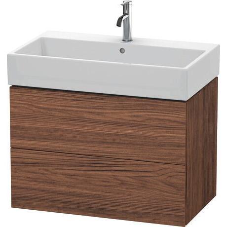 Duravit L-Cube 31" x 21" x 18" Walnut Dark Two Drawer Wall-Mount Vanity Unit (LC627702121)