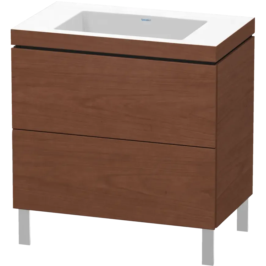 Duravit L-Cube 31" x 27" x 19" American Walnut Two Drawer C-Bonded Floorstanding Vanity Kit (LC6937N1313)