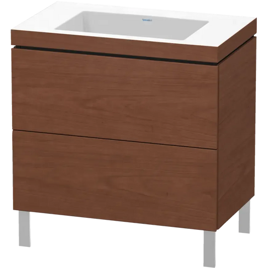 Duravit L-Cube 31" x 27" x 19" American Walnut Two Drawer C-Bonded Floorstanding Vanity Kit (LC6937N1313)