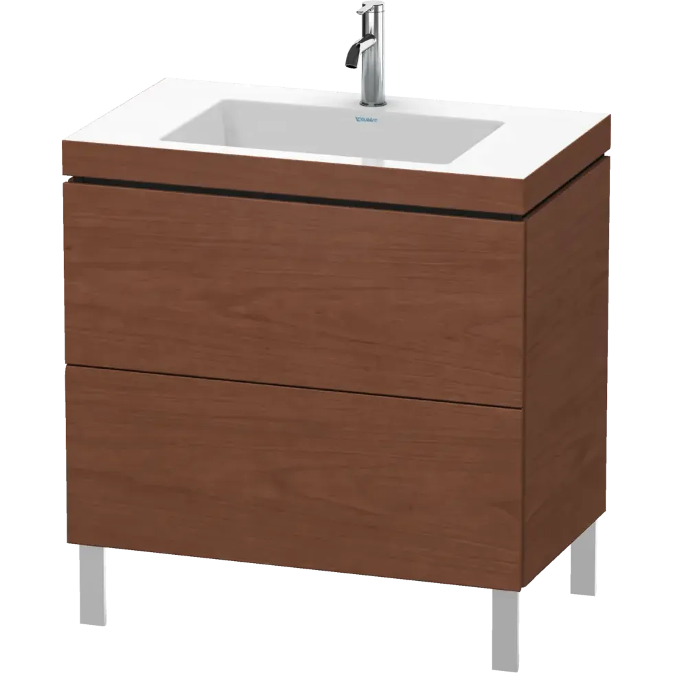 Duravit L-Cube 31" x 27" x 19" American Walnut Two Drawer C-Bonded Floorstanding Vanity Kit (LC6937O1313)
