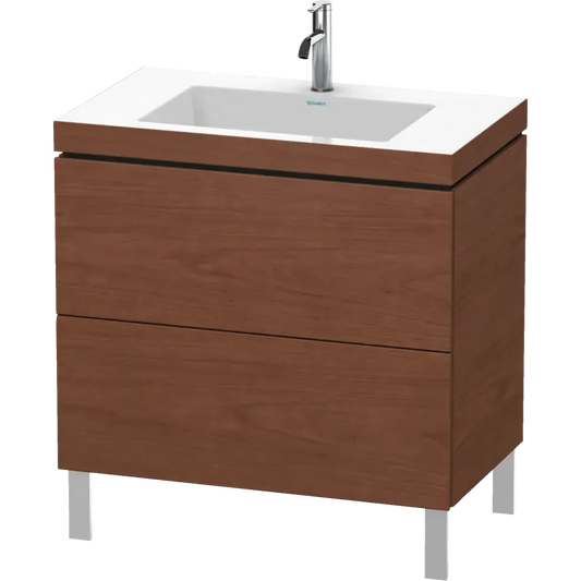 Duravit L-Cube 31" x 27" x 19" American Walnut Two Drawer C-Bonded Floorstanding Vanity Kit (LC6937O1313)
