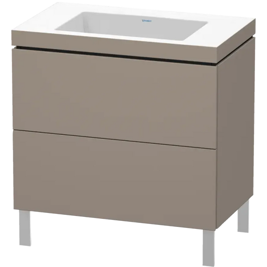 Duravit L-Cube 31" x 27" x 19" Basalt Two Drawer C-Bonded Floorstanding Vanity Kit (LC6937N4343)