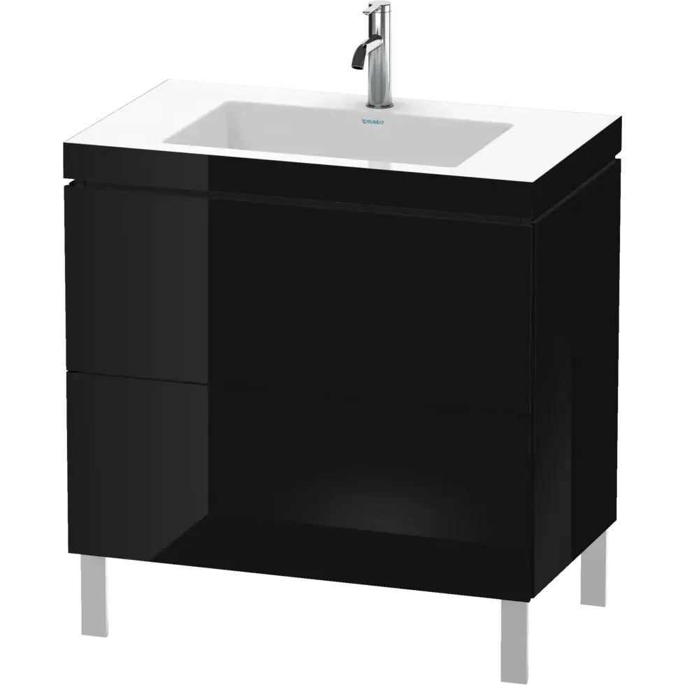 Duravit L-Cube 31" x 27" x 19" Black Two Drawer C-Bonded Floorstanding Vanity Kit (LC6937O4040)