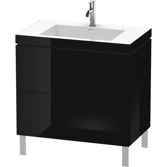 Duravit L-Cube 31" x 27" x 19" Black Two Drawer C-Bonded Floorstanding Vanity Kit (LC6937O4040)