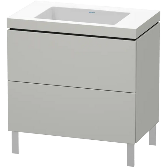 Duravit L-Cube 31" x 27" x 19" Concrete Gray Two Drawer C-Bonded Floorstanding Vanity Kit (LC6937N0707)
