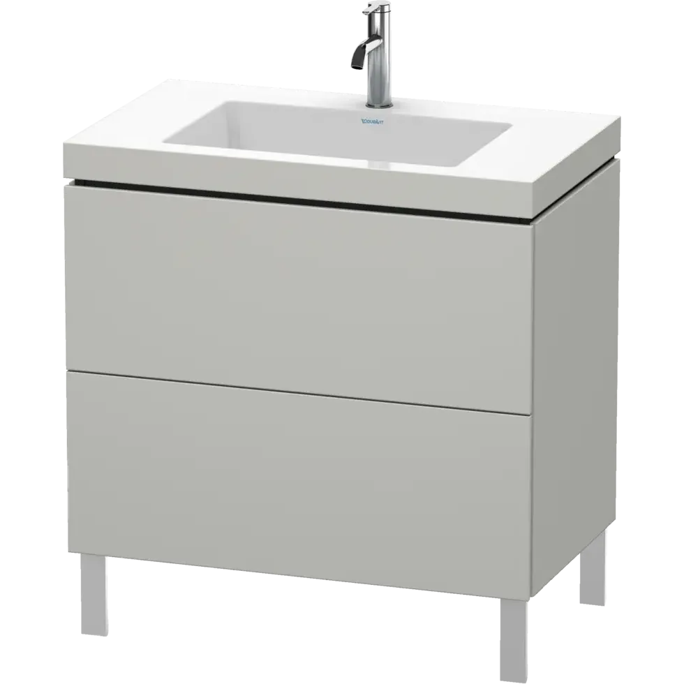 Duravit L-Cube 31" x 27" x 19" Concrete Gray Two Drawer C-Bonded Floorstanding Vanity Kit (LC6937O0707)
