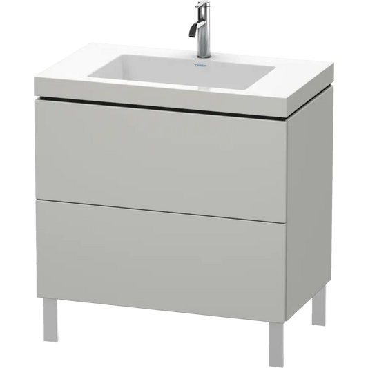 Duravit L-Cube 31" x 27" x 19" Concrete Gray Two Drawer C-Bonded Floorstanding Vanity Kit (LC6937O0707)