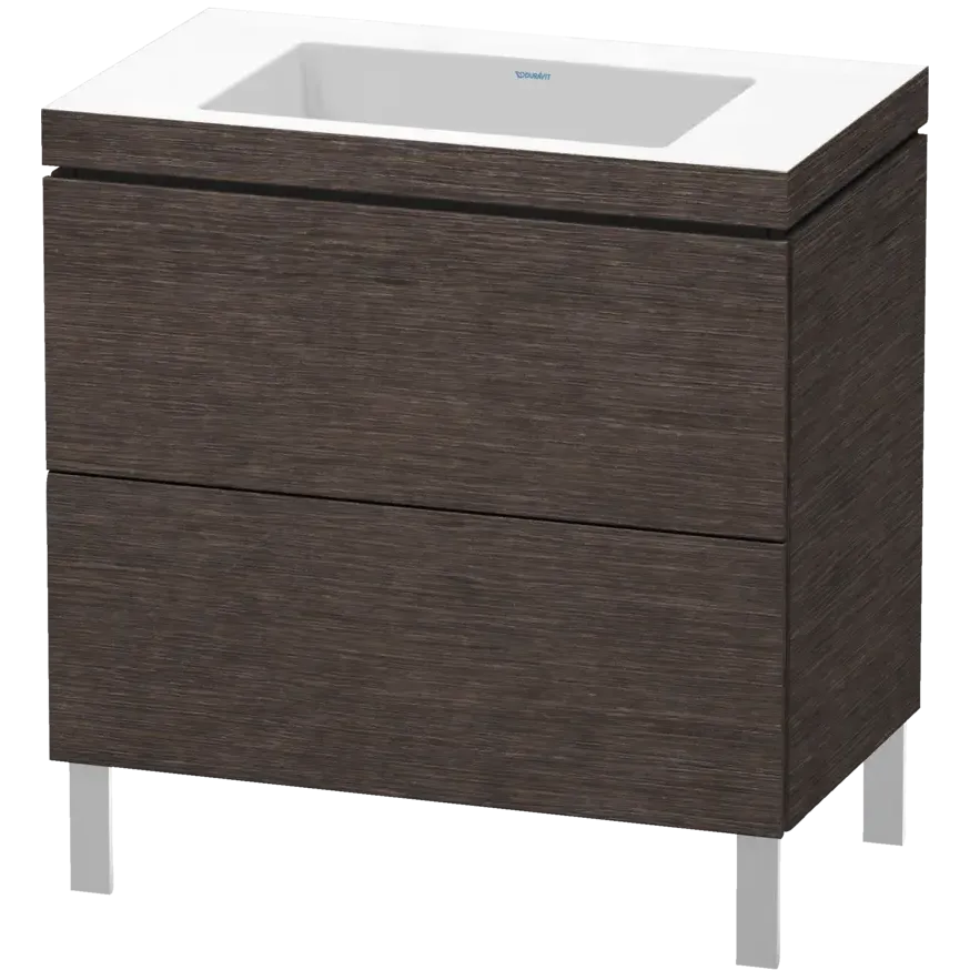 Duravit L-Cube 31" x 27" x 19" Dark Brushed Oak Two Drawer C-Bonded Floorstanding Vanity Kit (LC6937N7272)