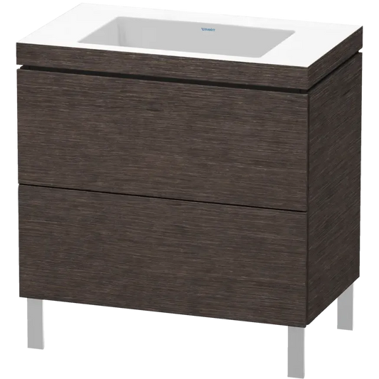 Duravit L-Cube 31" x 27" x 19" Dark Brushed Oak Two Drawer C-Bonded Floorstanding Vanity Kit (LC6937N7272)