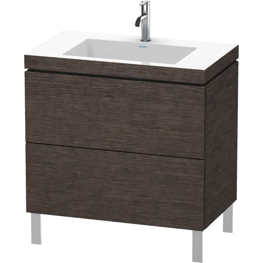 Duravit L-Cube 31" x 27" x 19" Dark Brushed Oak Two Drawer C-Bonded Floorstanding Vanity Kit (LC6937O7272)