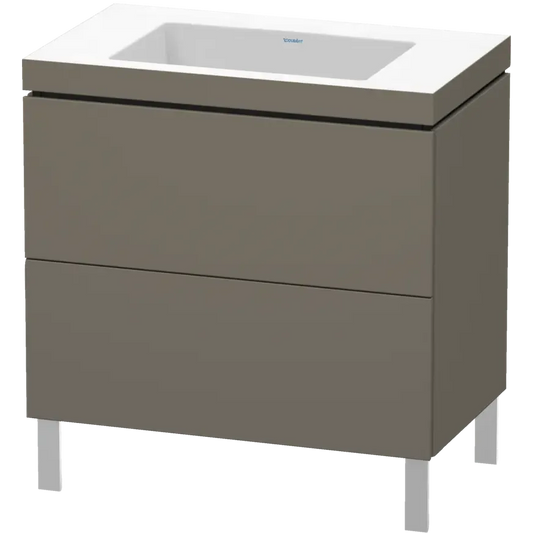 Duravit L-Cube 31" x 27" x 19" Flannel Gray Two Drawer C-Bonded Floorstanding Vanity Kit (LC6937N9090)