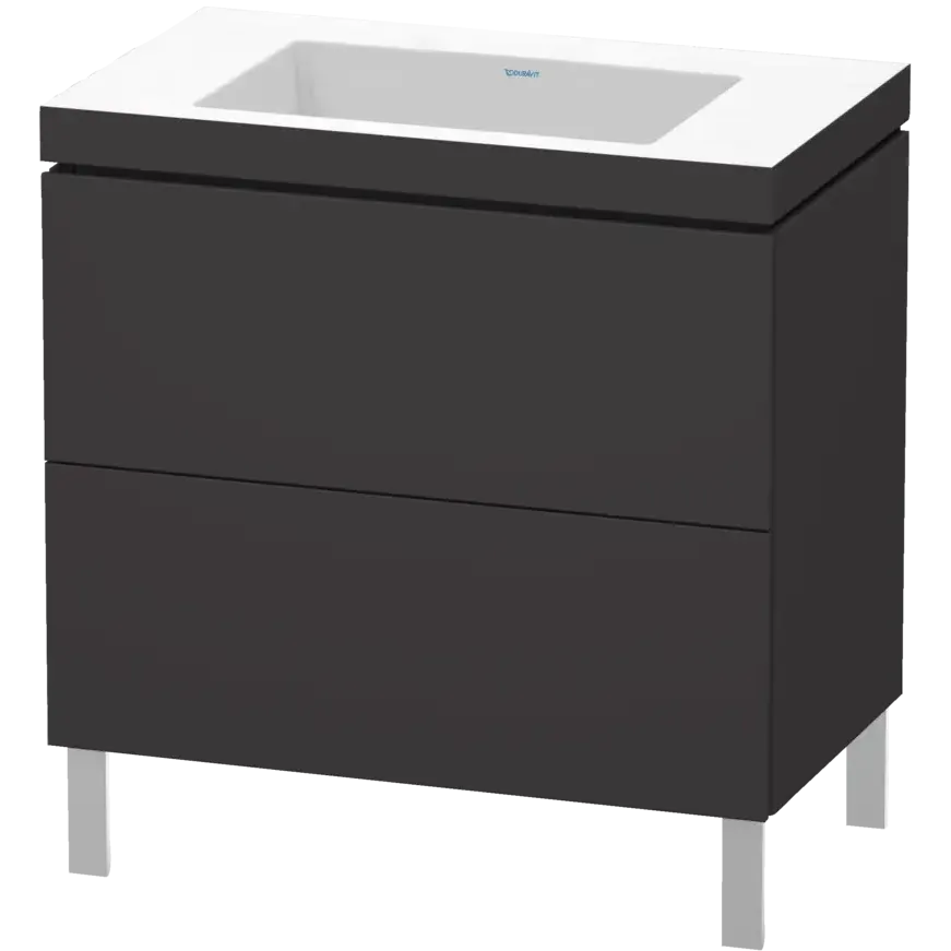 Duravit L-Cube 31" x 27" x 19" Graphite Two Drawer C-Bonded Floorstanding Vanity Kit (LC6937N8080)